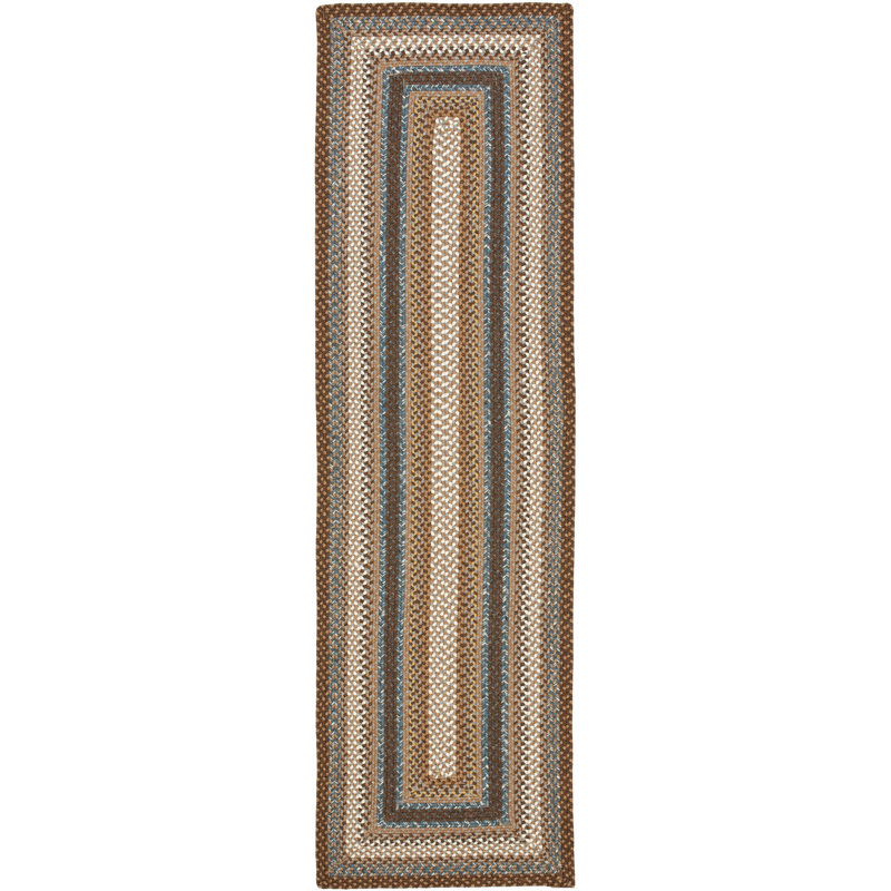 Liptak Geometric Hand-Braided Brown Area Rug, Runner 2'3" x 8'