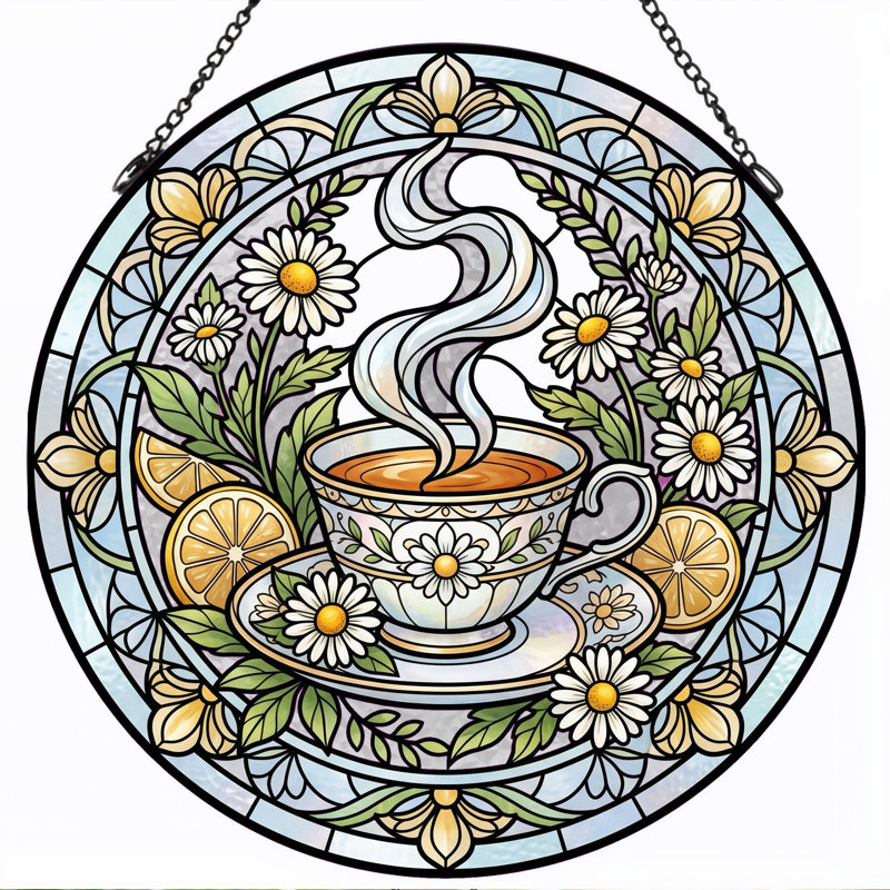 Panneau de vitrail en verre coloré, 7,8 heures, H 7,8 po