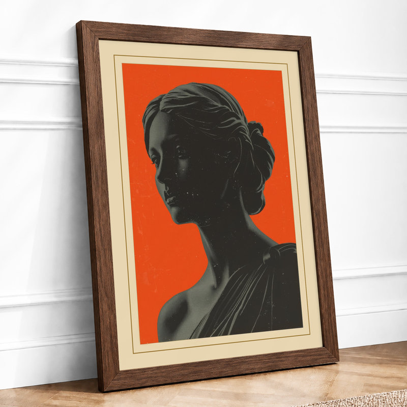 Classical Profile in Silhouette Art Deco - Framed Print, A2 - 59.4 x 42.0 cm, Walnut