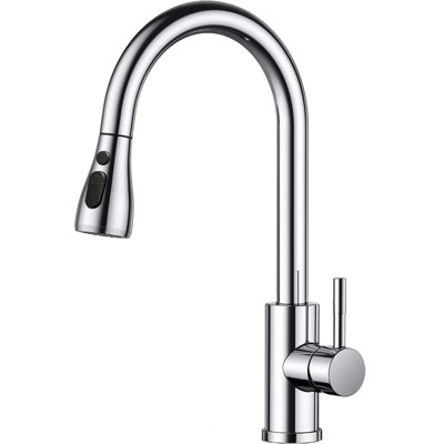 Modern Kitchen Sink Faucet with Pull Out Sprayer Single Handle Single Hole Mixer Tap -  Nabiyy, 8-D2203Z-1