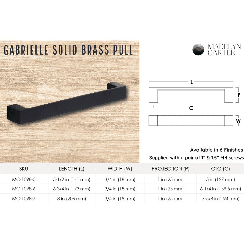 Gabrielle Bar Pull, Antique Copper