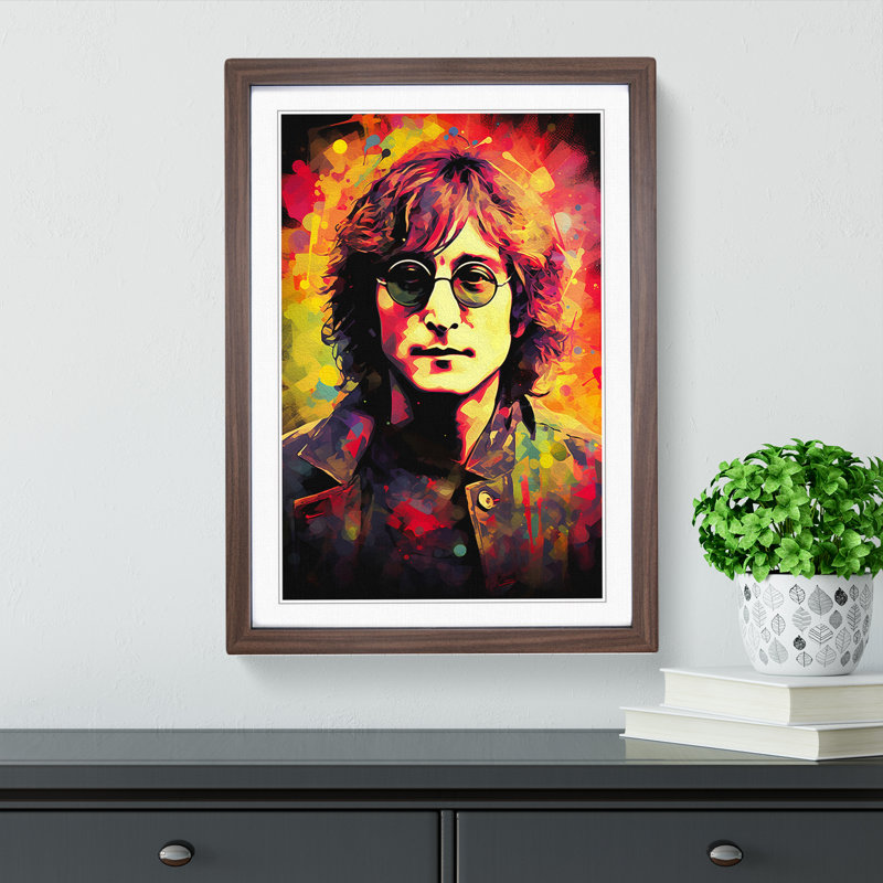 John Lennon Digital - Framed Print, Walnut, 64cm H x 46cm W x 2cm D