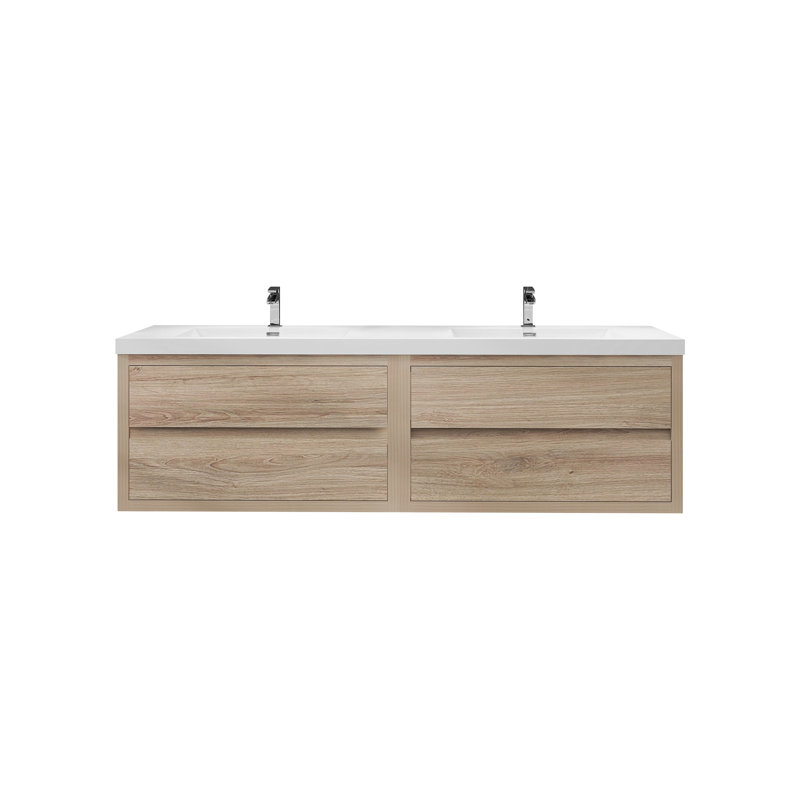 Meuble-lavabo double avec plateau 70,9 po Castanea, Chêne blanc