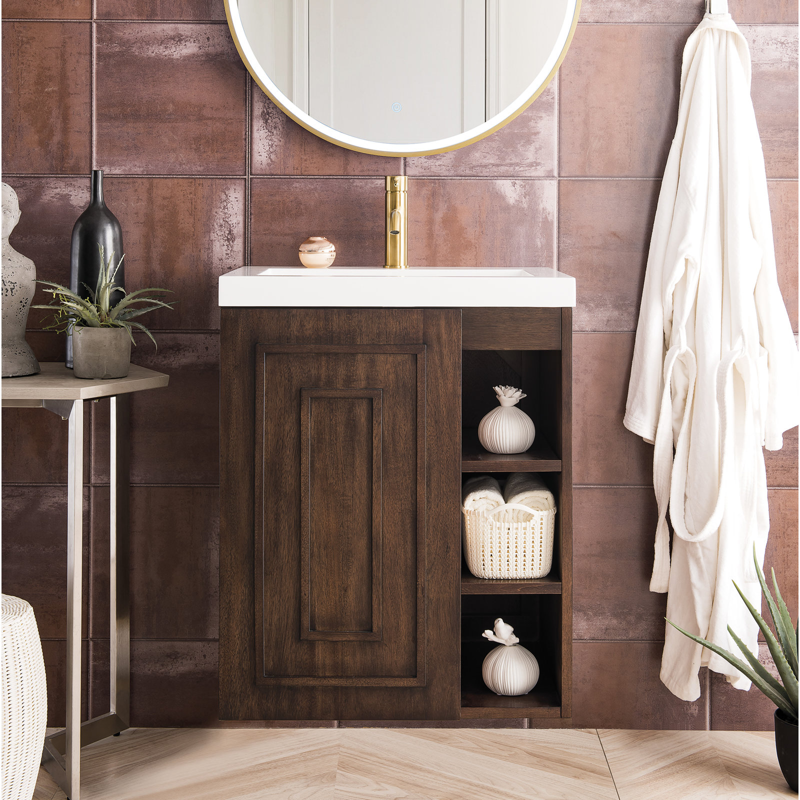 Alicante 24" Single Bathroom Vanity, Mid-Century Acacia