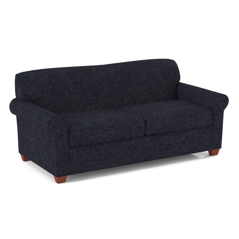 Finn Rolled Arm Sofa with Reversible Cushions, BM Cherry, Antic Jade, 34" H x 75" W x 36" D