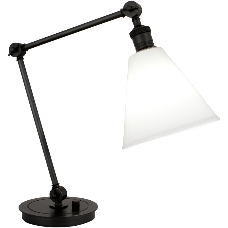 Alloy Table Lamp, White, Glass, Deep Patina Bronze