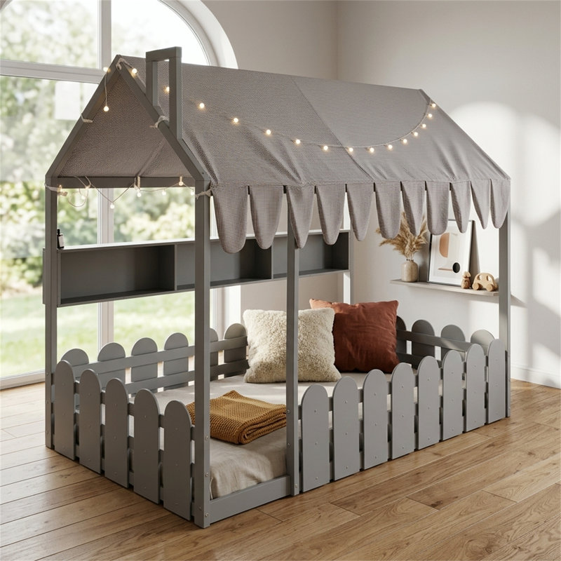 Lit simple simple Montessori, Gris, Lit simple