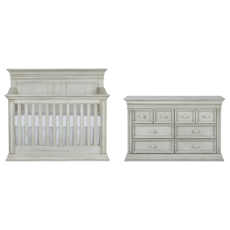 Vienna Convertible 2 -Piece Nursery Furniture Set, Antique White