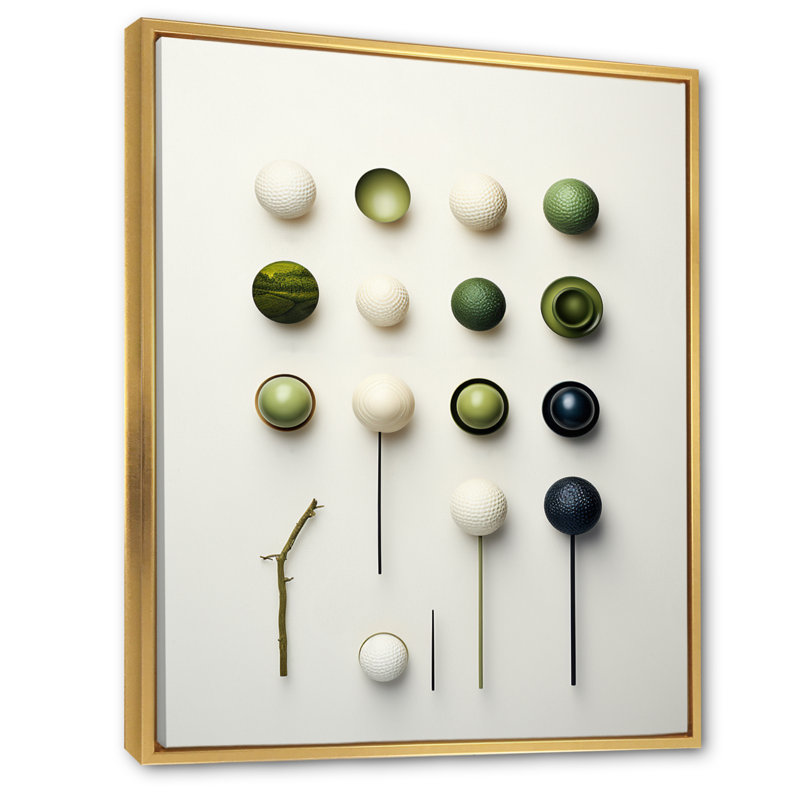 Gilderoy Minimalisme Golf Tees II - art mural grand golf, H 32 po x l 16 po x P 1 po, Cadre flottant doré