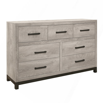 Attrayante commode 1 pièce à finition grise avec 7 tiroirs et quincaillerie de bar en métal de qualité supérieure