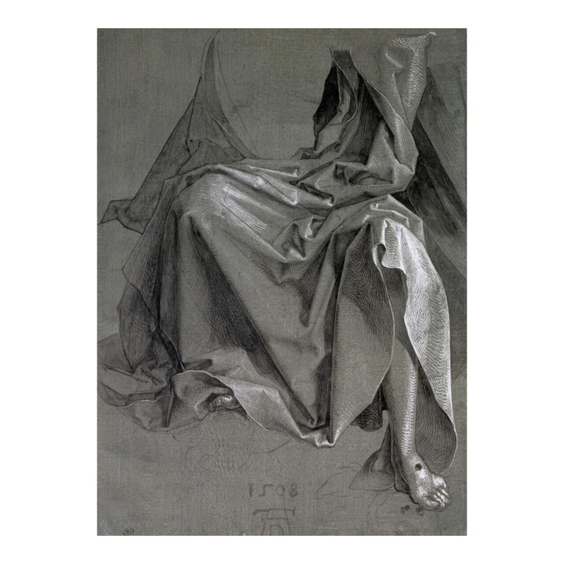 Étude de la robe du Christ par Albrecht Dürer - Estampe numérique, H 20 po x l 16 po