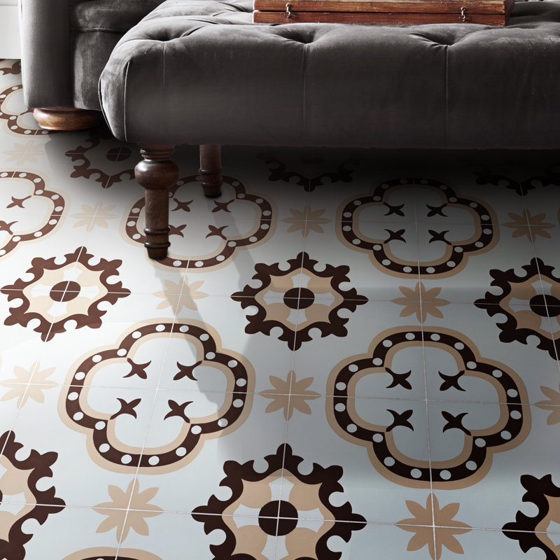 Kasba 8" x 8" Cement Patterned Wall & Floor Tile