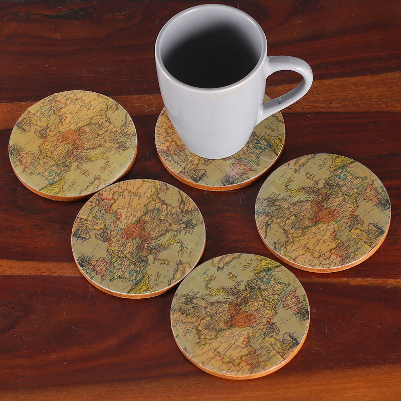 Ensemble de sous-verres en bois fait à la main NOVICA (ensemble de 5)