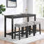 Ensemble de table de bar avec prise de courant, ensemble de table de bar et de chaises, ensemble de table de salle à manger 4 pièces, ensemble de table de petit déjeuner industriel, pour salon, salle à manger, salle de jeux-2128093049
