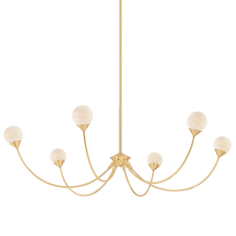 Lustre large Mitzi en laiton vieilli Natasha, H 18 po x l 48 po x P 48 po, 6