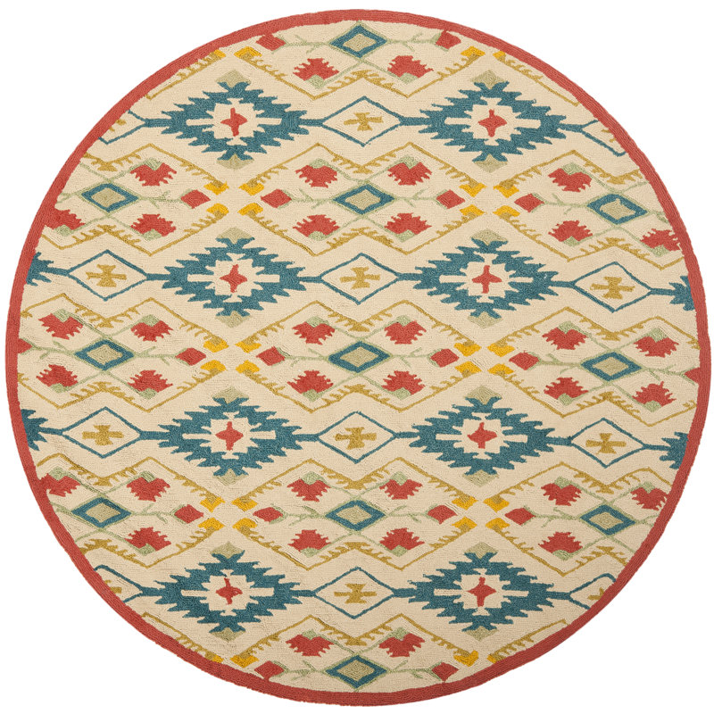 Adera Hand Hooked Performance Southwestern Rug, Round 6'