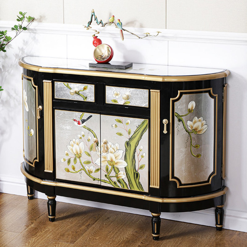 Armoire décorative en feuille d'argent peinte à la main