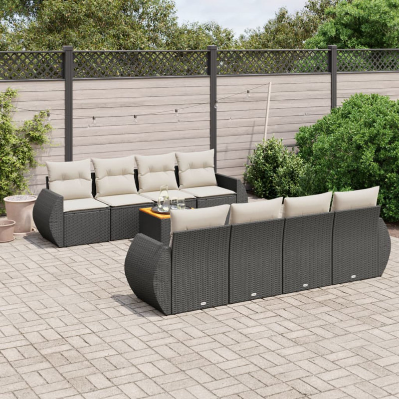 Ensemble de canapé de jardin Vidaxl noir, blanc crème