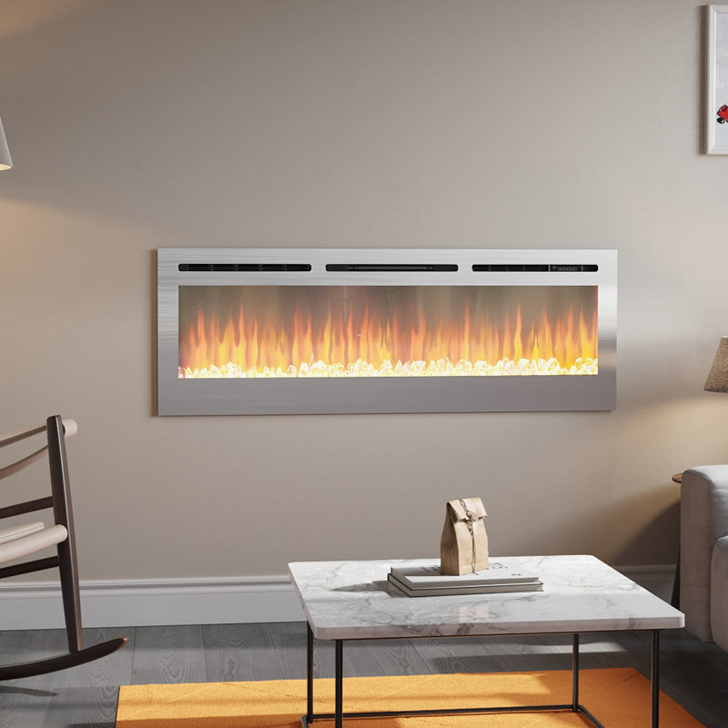 Metro Lane 152.4cm W Silver Electric Fireplace with 5120 BTU
