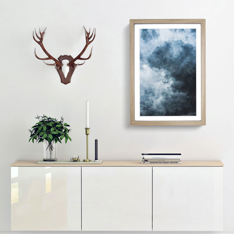 White Clouds - Picture Frame Painting Print, 63cm H x 45cm W x 2cm D, Oak Framed
