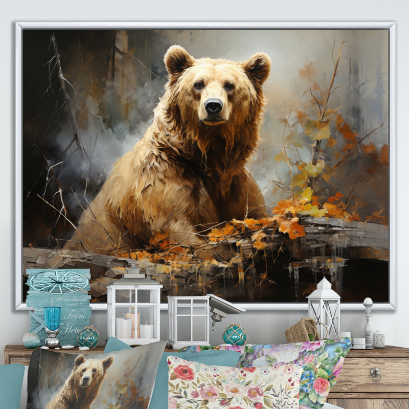 Bear Bears Boundary II - Reproductions encadrées d'ours, H 30 po x l 40 po x P 1,5 po, Cadre flottant blanc