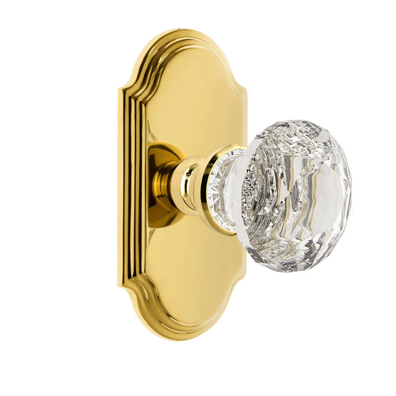 Assiette courte Grandeur Arc avec poignée en cristal brillant, Lait à vie / transparent