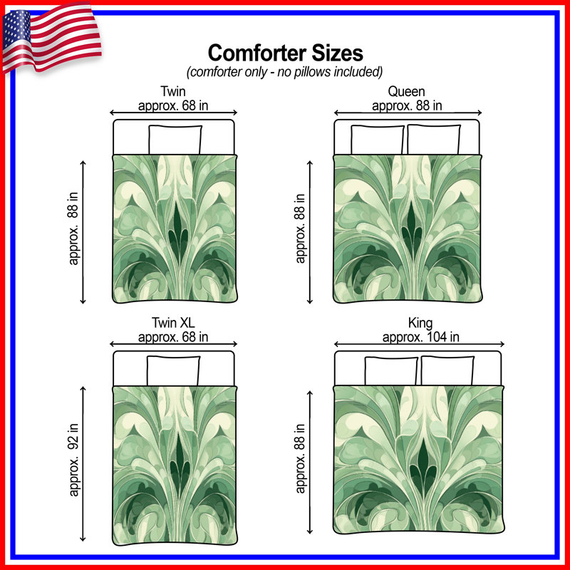 Green Floral Swirl Comforter, Twin