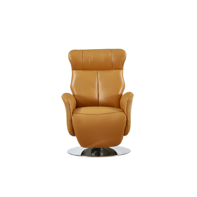 Gino Leather Swivel Power Recliner, Cognac Genuine Leather