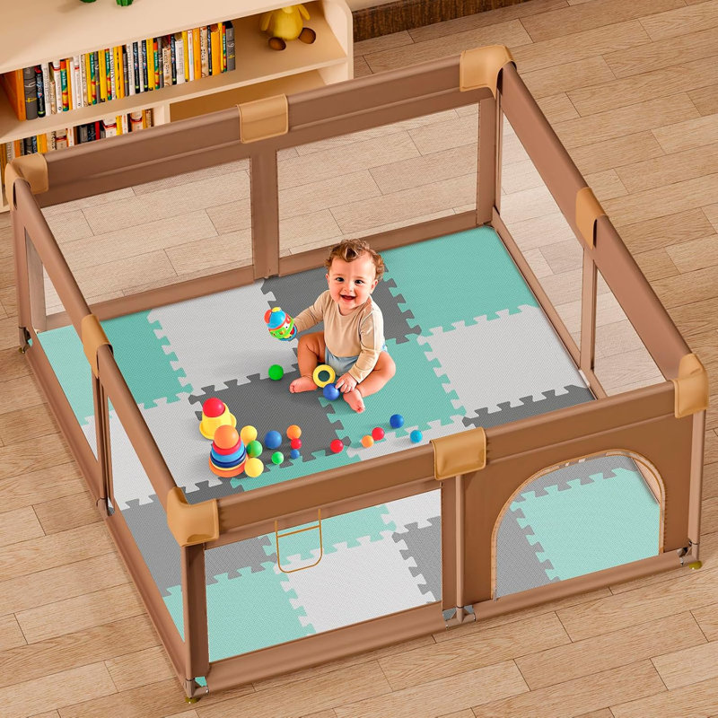 16 Pcs Baby Play Mat For Floor, Eva Foam Baby Play Mat With 0.6 Inch Thick Interlocking Carpet Tiles, Foam Floor Tiles For Babies 6-12 Months, Toddlers And Kids
