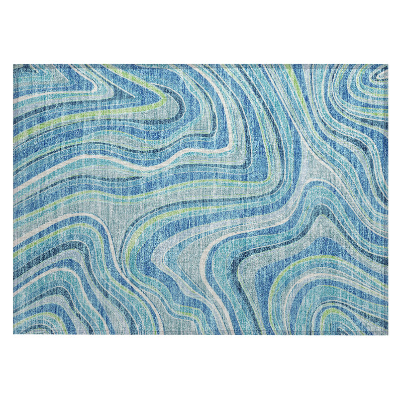 Lamanna Washable Abstract Indoor / Outdoor Rug, Rectangle 1'8" x 2'6"