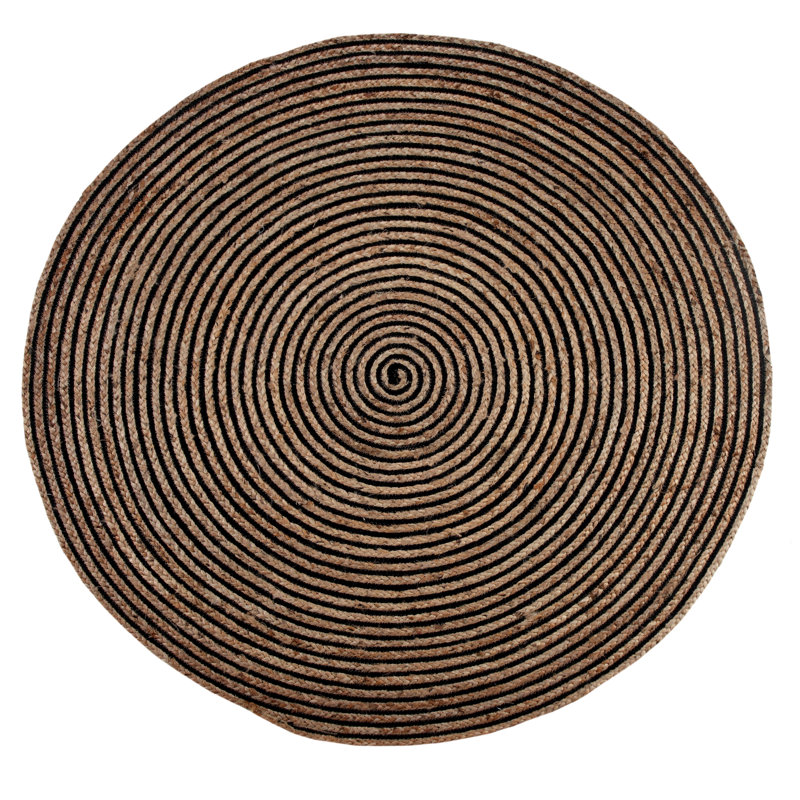 Roepke Striped Jute / Sisal Hand Woven Area Rug, Round 60cm