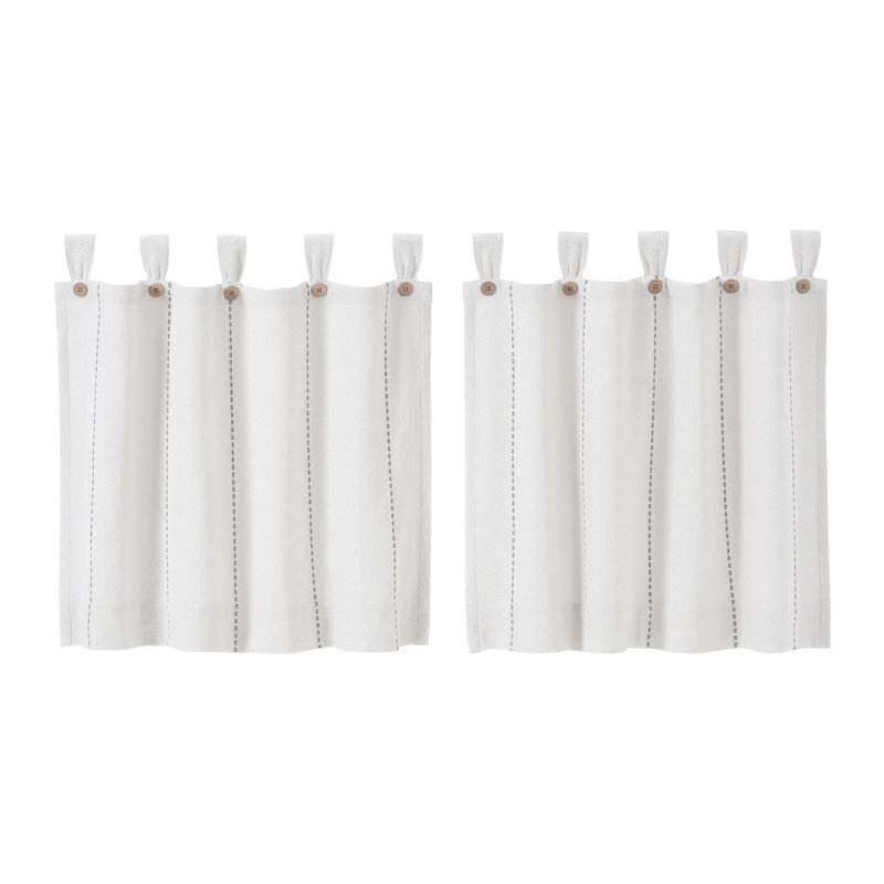 Rideau de café 72 po Cumberledge, L 36 po x L 24 po, Blanc / Gris