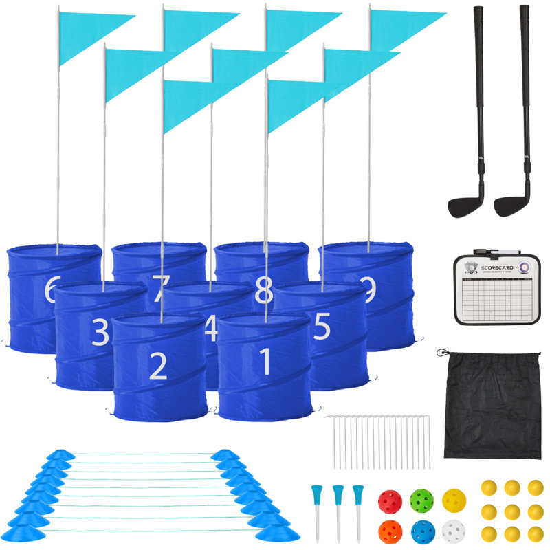 Ensemble de jeu de golf avec bâtons 9 trous Bucket Yard, Bleu