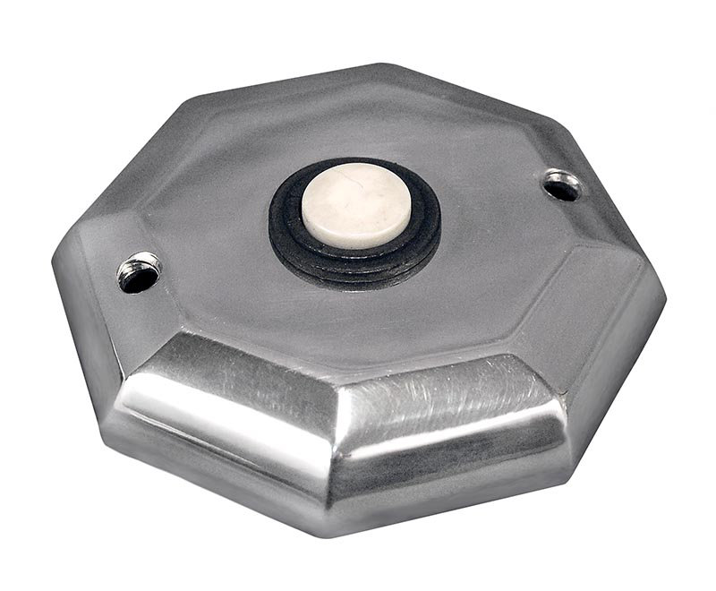 Archimedes Push Button Doorbell, Polished Silver