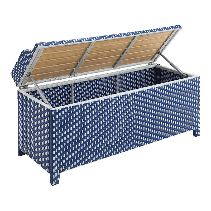 Banc de rangement en osier avec chariot de service Asheley