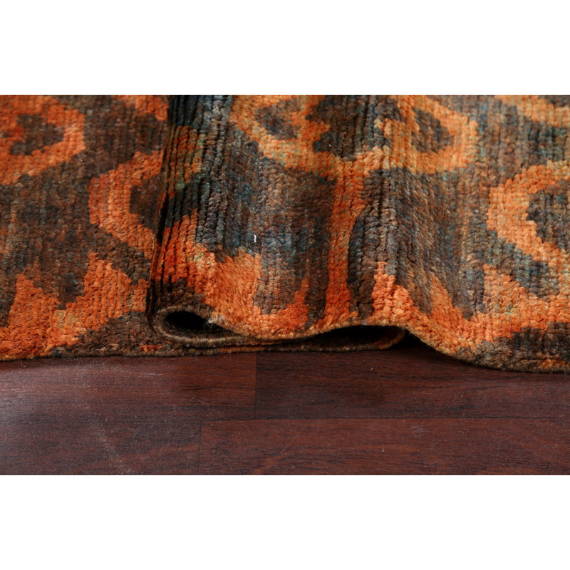 Tapis unique en jute noué à la main nouvel âge 5 pi x 7 pi 9 po en orange / rouille