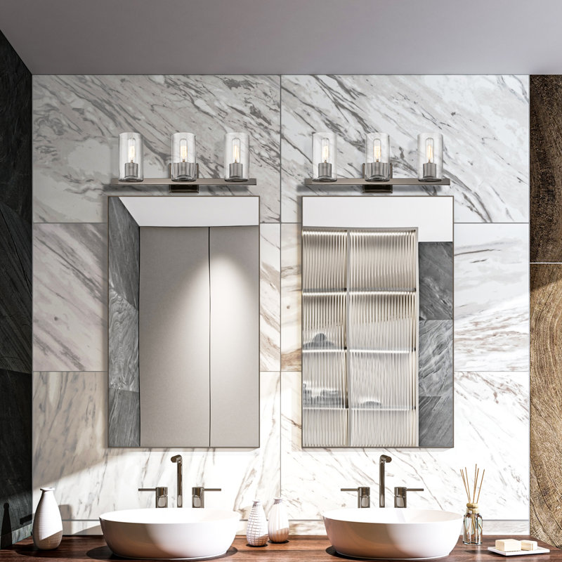 Éclairage pour salle de bain 3 lumières à intensité variable, Chrome noir