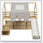 Wooden Loft Bed House-Shaped Frame With A Tent-1297151928