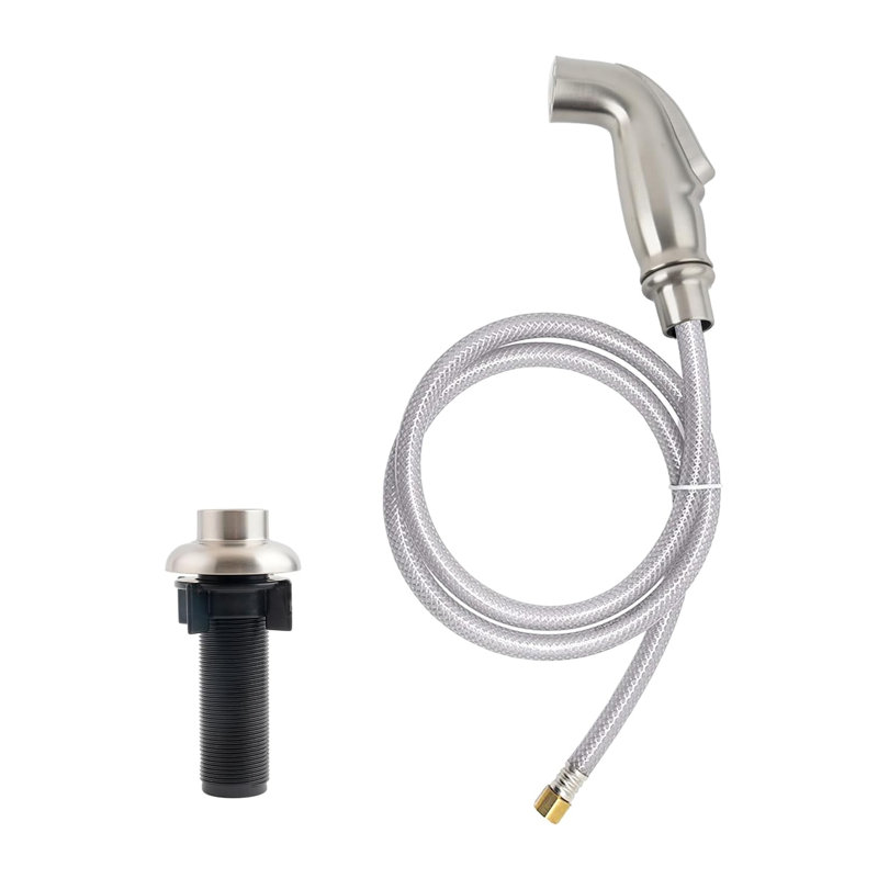 Douchette latérale universelle pour cuisine avec raccord rapide / tuyau / support, nickel brossé, Nickel brossé