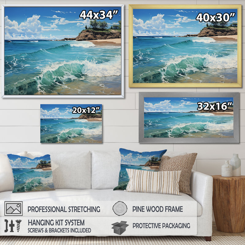 Thai Coastal Paradise - Nautical & Beach Canvas Wall Art, H 30 po x l 40 po x P 1,5 po, Cadre photo noir