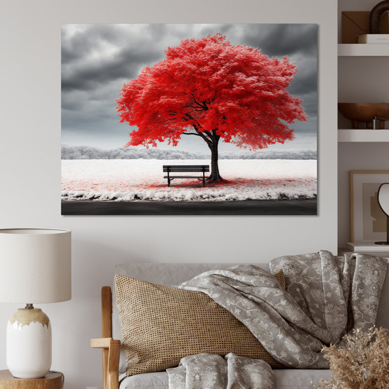 «Red Tree Symphony in Winter I», reproduction sur toile, Toile tendue, H 30 po x l 40 po x P 1,5 po