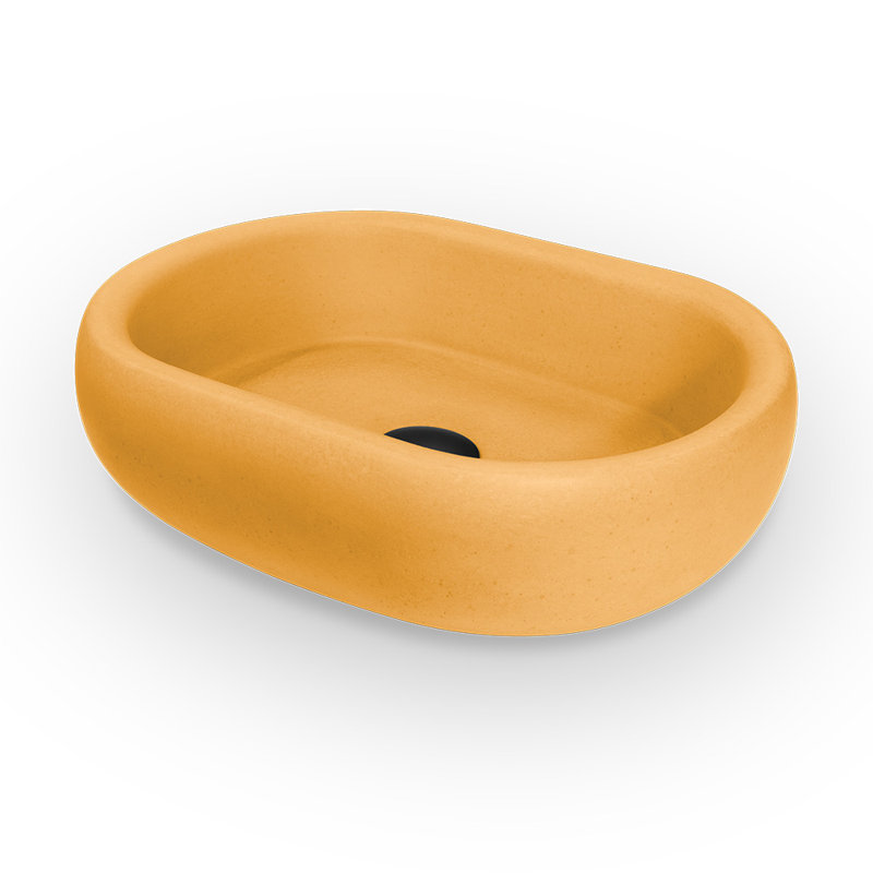 Newterra Handmade Oval Vessel Bathroom Sink, Sun