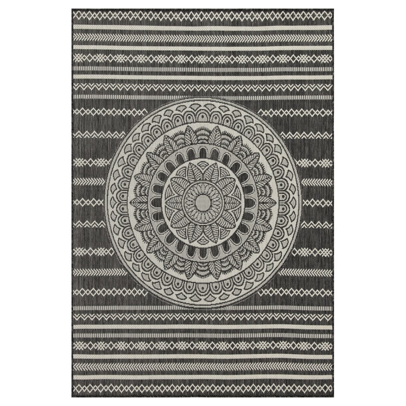 Sunshine GC_HAR2017 Anthracite 5 Ft. 3 In. X 7 Ft. 3 In. Indoor/Outdoor Area Rug