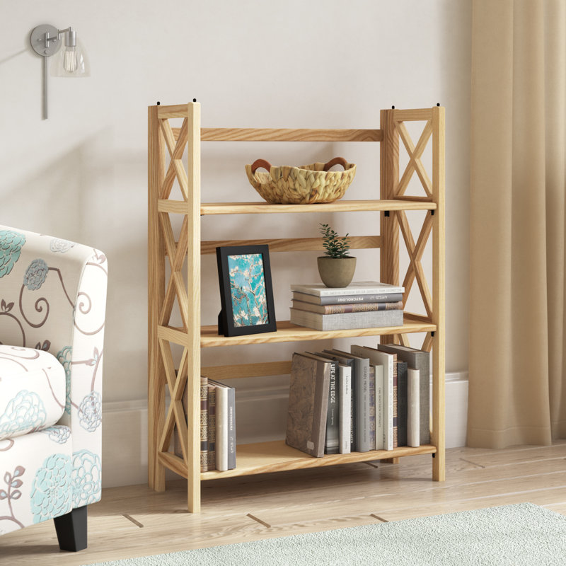 3-Shelf Folding Bookcase, Natural