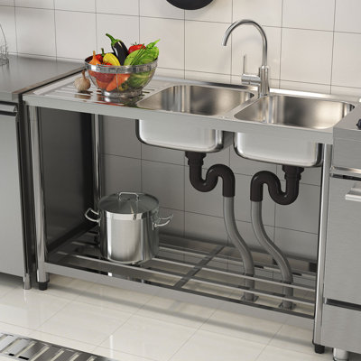 Borough Wharf 500mm W Single Bowl Stainless Steel Kitchen Sink with 2 Faucet Holes