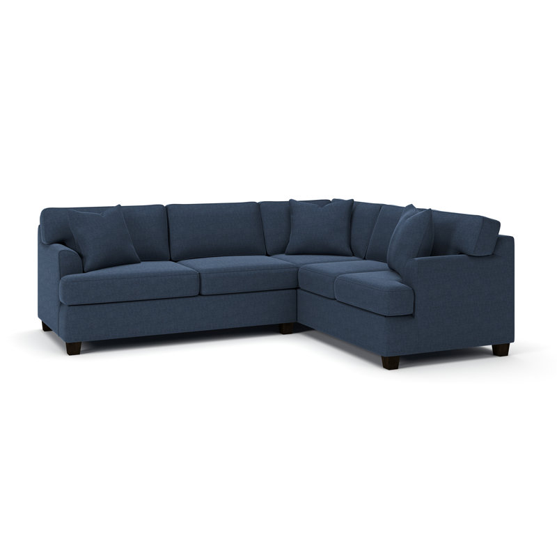 Conradina Upholstered L-Sectional, Right Hand Facing, Drusky Navy Sustain® Basketweave