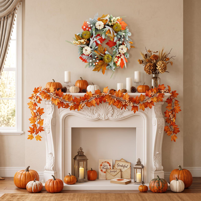 20 couronnes d'automne avec des feuilles d'érable et des feuilles d'oreille d'agneau