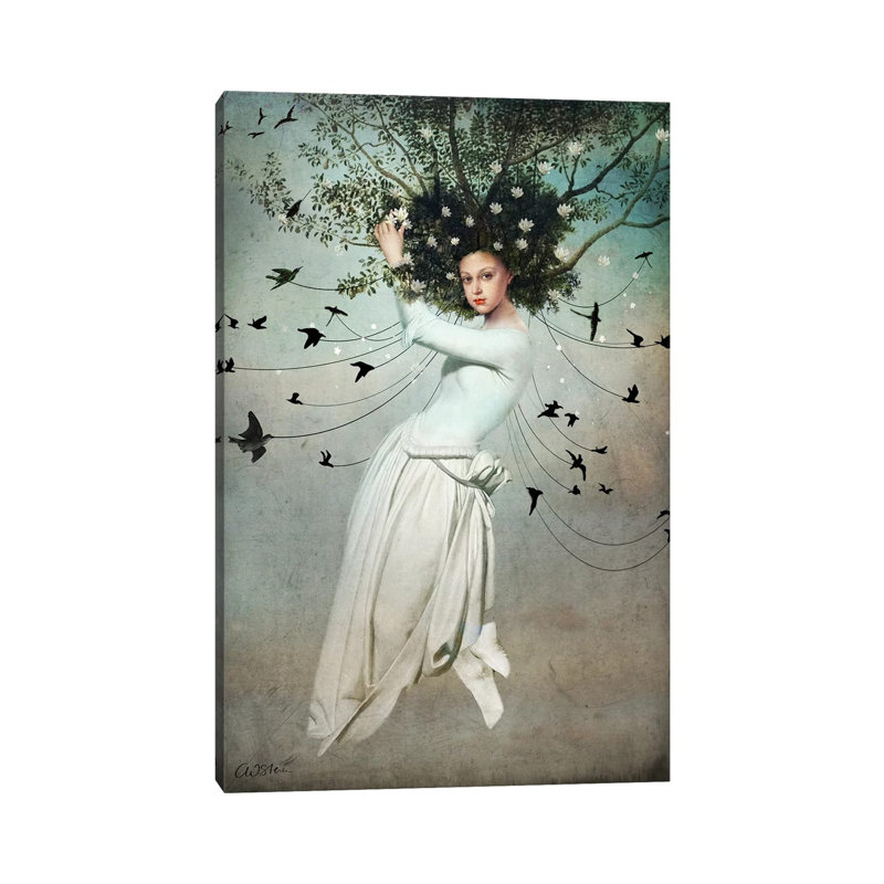 «Fly with Me» par Catrin Welz-Stein - impression d'art graphique, Pas de tapis, Toile tendue, H 12 po x l 8 po x P 0,75 po