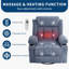 Fauteuil inclinable avec chaleur et massage, fauteuils inclinables surdimensionnés avec télécommande-144072007
