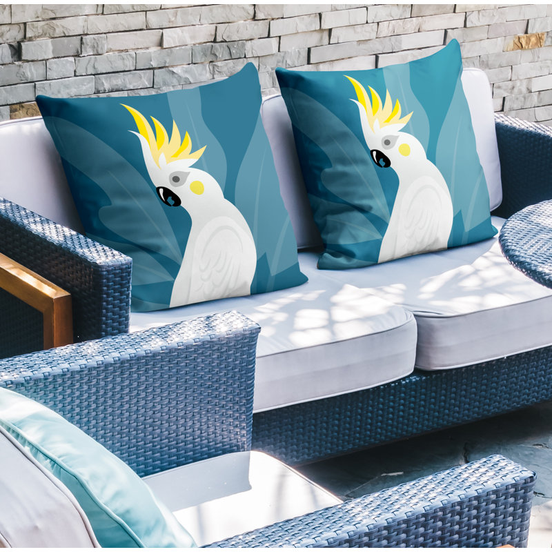Coussin intérieur / extérieur Catoo Bird, L 17 po x H 17 po, Turquoise